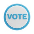 3D rendered blue and white vote button icon on a white background voting election Royalty Free Stock Photo
