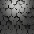 A 3D-rendered image features a surface covered with metallic hexagonal tiles Royalty Free Stock Photo
