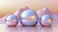 Three iridescent, egg-shaped spheres against a soft, abstract background Royalty Free Stock Photo