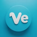 3D Rendered White Letters Ve on a Blue Circular Background logo symbol Royalty Free Stock Photo