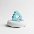 3D Rendered Blue Play Button Icon on a White Abstract Shape symbol media Royalty Free Stock Photo