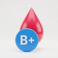 3D Blood Drop Icon with B+ Blood Type Symbol on White Background image photo Royalty Free Stock Photo