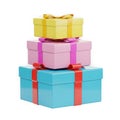 3d rendered stack of colorful gift boxes Royalty Free Stock Photo