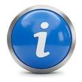 Glossy Blue Information Button 3D Render Royalty Free Stock Photo