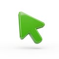 3D Rendered Green Computer Mouse Cursor Arrow on a White Background pointer click Royalty Free Stock Photo