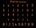 Magic kid Lowercase gold letters 3D illustration