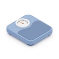 A Light Blue Bathroom Scale with a Circular Dial and Orange Needle on a White Background Keywords: scale, bathroom scale, weighing Royalty Free Stock Photo