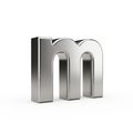 3D Rendered Brushed Metal Lowercase Letter M on White Background alphabet character Royalty Free Stock Photo