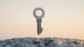 3D Key on Mountain Peak Success Business Real Estate Concept
