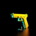 3d rendered image of a 9mm pistol and bullets