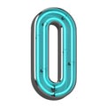 3d neon number zero Royalty Free Stock Photo