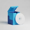 Open Blue CD Case with a Blank White CD Disc on a White Background optical media storage Royalty Free Stock Photo