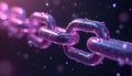 3D rendered image purple chain with binary code on black background. Digital data encryption concept. Blockchain network Royalty Free Stock Photo