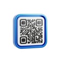 3D Rendered Blue Framed QR Code Symbol on White Background Royalty Free Stock Photo
