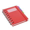 3D Red Spiral Notebook with Colorful Tab Dividers diary journal Royalty Free Stock Photo