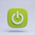 3D Rendering of a Green Power Button Icon with a White Power Symbol power icon on off Royalty Free Stock Photo