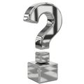 Silver question mark on a cube isolated on white background isolated on white background Royalty Free Stock Photo