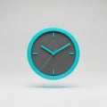 3D Render of a Minimalist Clock with Teal Hands and Bezel on a Gray Background time watch Royalty Free Stock Photo
