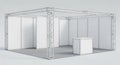 Empty Exhibition Booth with Metal Truss Structure and Reception Desk Royalty Free Stock Photo