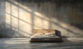 A 3D rendered image showcasing home decor, interior bedroom design, and an empty concrete wall pattern background Royalty Free Stock Photo
