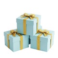 3d rendered pastel gift boxes with golden ribbons Royalty Free Stock Photo