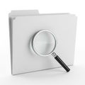 Magnifying Glass Placed Over a White File Folder on a White Background loupe lens Royalty Free Stock Photo