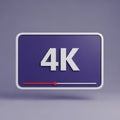 3D Rendering of a4K Ultra HD Video Playback Interface with Progress Bar ultra hd Royalty Free Stock Photo