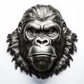 Metal Gorilla Head Sculpture On White Background Royalty Free Stock Photo