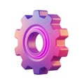 3D Rendered Gear with Gradient Purple and Pink Lighting on White Background cogwheel mechanism Royalty Free Stock Photo