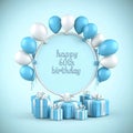 The 3D rendered image of a 60th birthday party setup, complete with balloons and presents Royalty Free Stock Photo