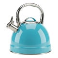 3d rendered turquoise tea kettle with metallic handle and spout isolated on transparent background Royalty Free Stock Photo
