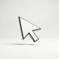 3D White Computer Mouse Cursor Arrow on Light Gray Background computer cursor pointer Royalty Free Stock Photo