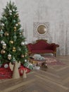 Christmas Interior Decoration Of an Old House