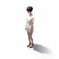 3d Rendered Isometric Female Model In White With Short Hair