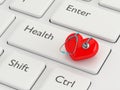 3d rendered keyboard with heart and stethoscope