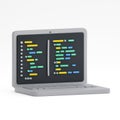3d rendered laptop displaying colorful computer code software development technology modern digital programming concept Royalty Free Stock Photo