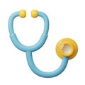 3d rendered light blue stethoscope with yellow eartips and chestpiece on white Royalty Free Stock Photo
