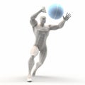 3d Rendered Male Volleyball Player In Geometric Shapes