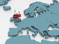 3D rendered map of England and Europe with a Brexit sticker