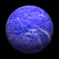 3D rendered marble ball in blue tones isolated on black