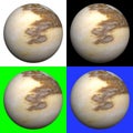 3D rendered marble ball on four different backgrounds