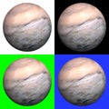 3D rendered marble ball on four different backgrounds