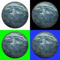 3D rendered marble ball on four different backgrounds