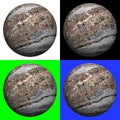 3D rendered marble ball on four different backgrounds