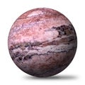 3D rendered marble ball in pink tones with drop shadow
