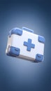 3D rendered medical kit floating on a blue gradient, emphasizing purpose with cross Royalty Free Stock Photo