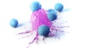 A cancer cell being attacked by leucocytes Royalty Free Stock Photo