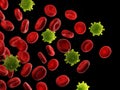 Human blood cells and viruses Royalty Free Stock Photo