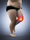 An obese runners painful knee Royalty Free Stock Photo