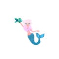 3d rendered mermaid cartoon character isolated on white Royalty Free Stock Photo